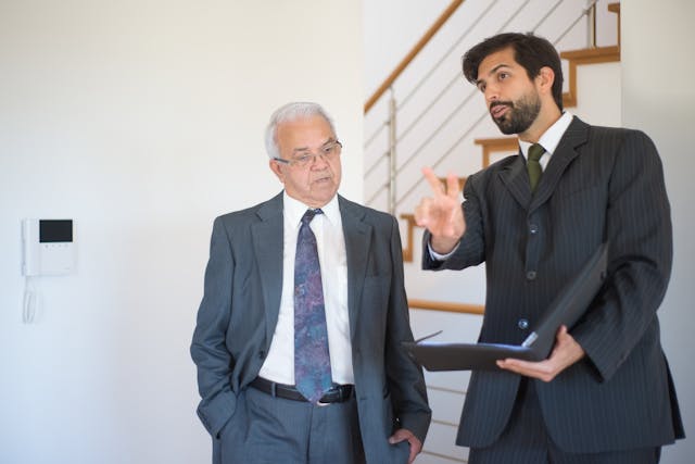 a property manager conducting a property showing