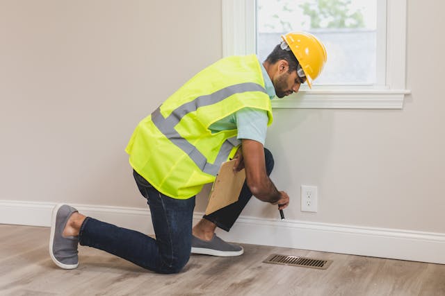 a person inspecting a home's vents